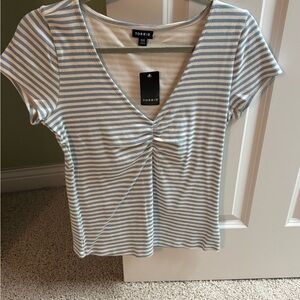 Torrid Striped V-Neck Short Sleeve Top